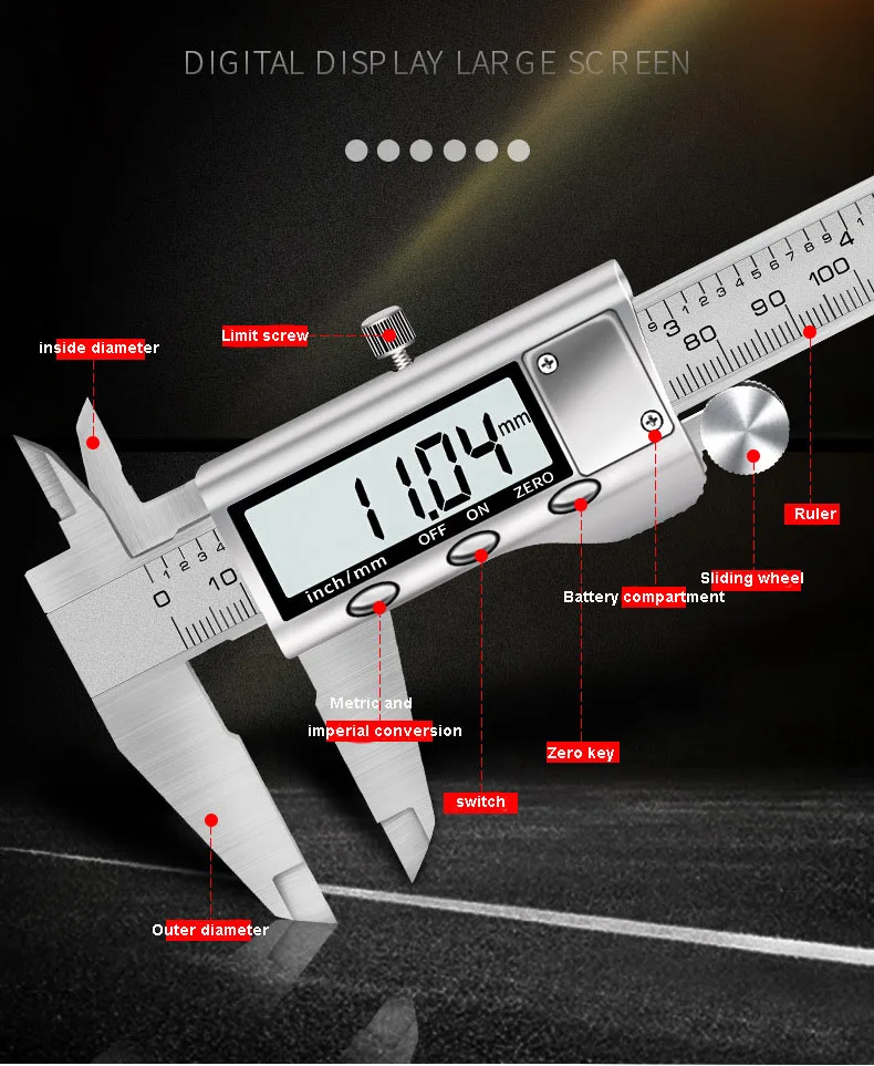 Uneefull электронный цифровой штангенциркуль корпус из нержавеющей стали 00-150 мм 0,01 мм Микрометр с большим ЖК-дисплеем измерительные инструменты ручные инструменты