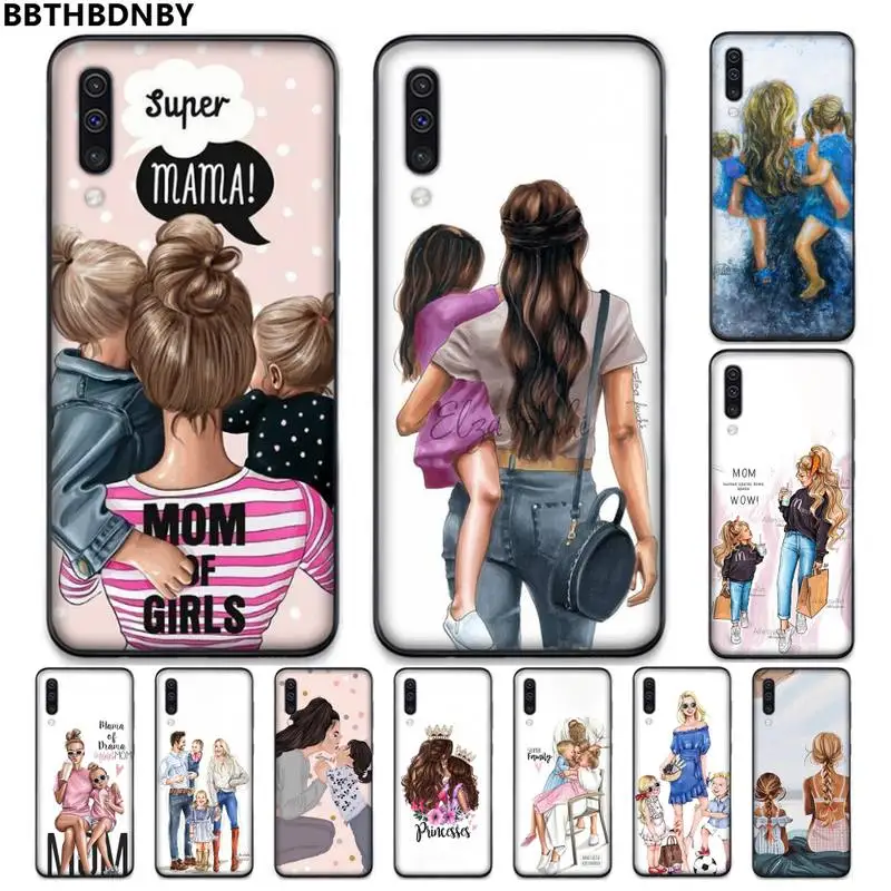 Супер мама мультфильм девушка черный чехол для телефона Capa Samsung A20 A30 30s A40 A7 2018 J2 J7