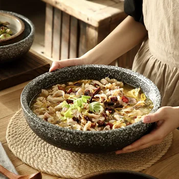 LingAo-세라믹 수프 세면대, 맞춤형 국수 그릇, 양배추 생선 그릇, 호텔 레스토랑 매운 매운 팬 가재 그릇