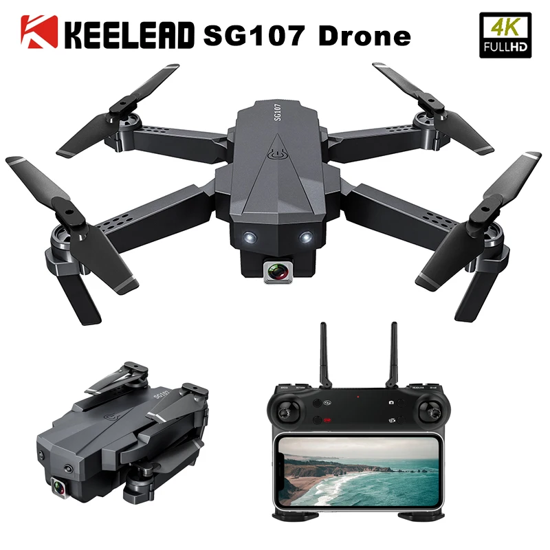 Мини дрон SG107 4K FPV с wi fi и камерой складной радиоуправляемый квадрокоптер функцией