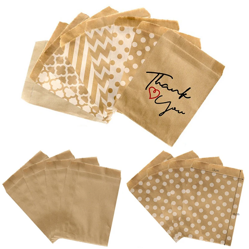 25/50pcs Kraft Paper Bag Biscuit Candy Bag Gift Packaging Pouch