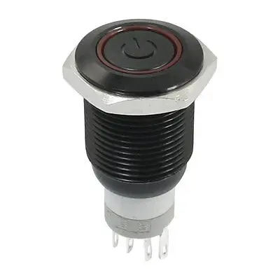 

Red LED Angel Eye SPDT 16mm Panel Mount Latching Plastic Power Pushbutton Switch