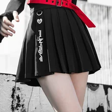 Панк рейв минималистичный стиль старение вышитая плиссированная юбка Свободная трапециевидная Юбка зимняя волна