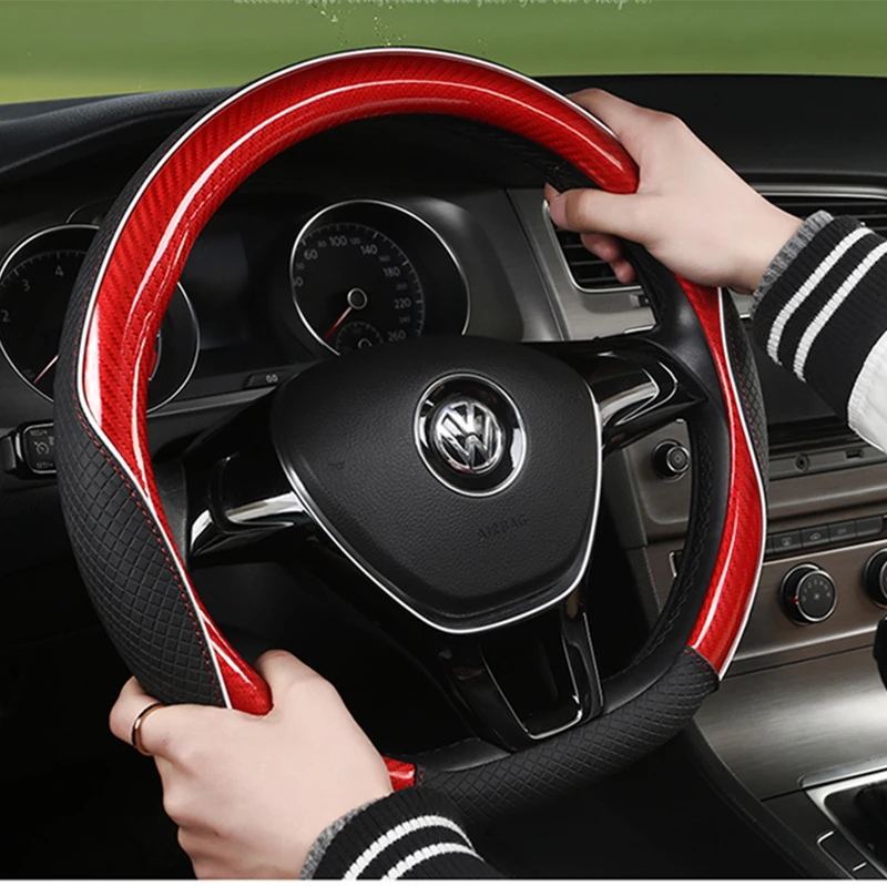 Carbon Fibre+Leather Car Steering Wheel Cover For VW GOLF 7 2015 POLO JATTA Passat Tiguan For Nissan Qashqai J11 X-trail T32 Carbon Fibre+Leather Car Steering Wheel Cover For VW GOLF 7 2015 POLO JATTA Passat Tiguan For Nissan Qashqai J11 X-trail T32