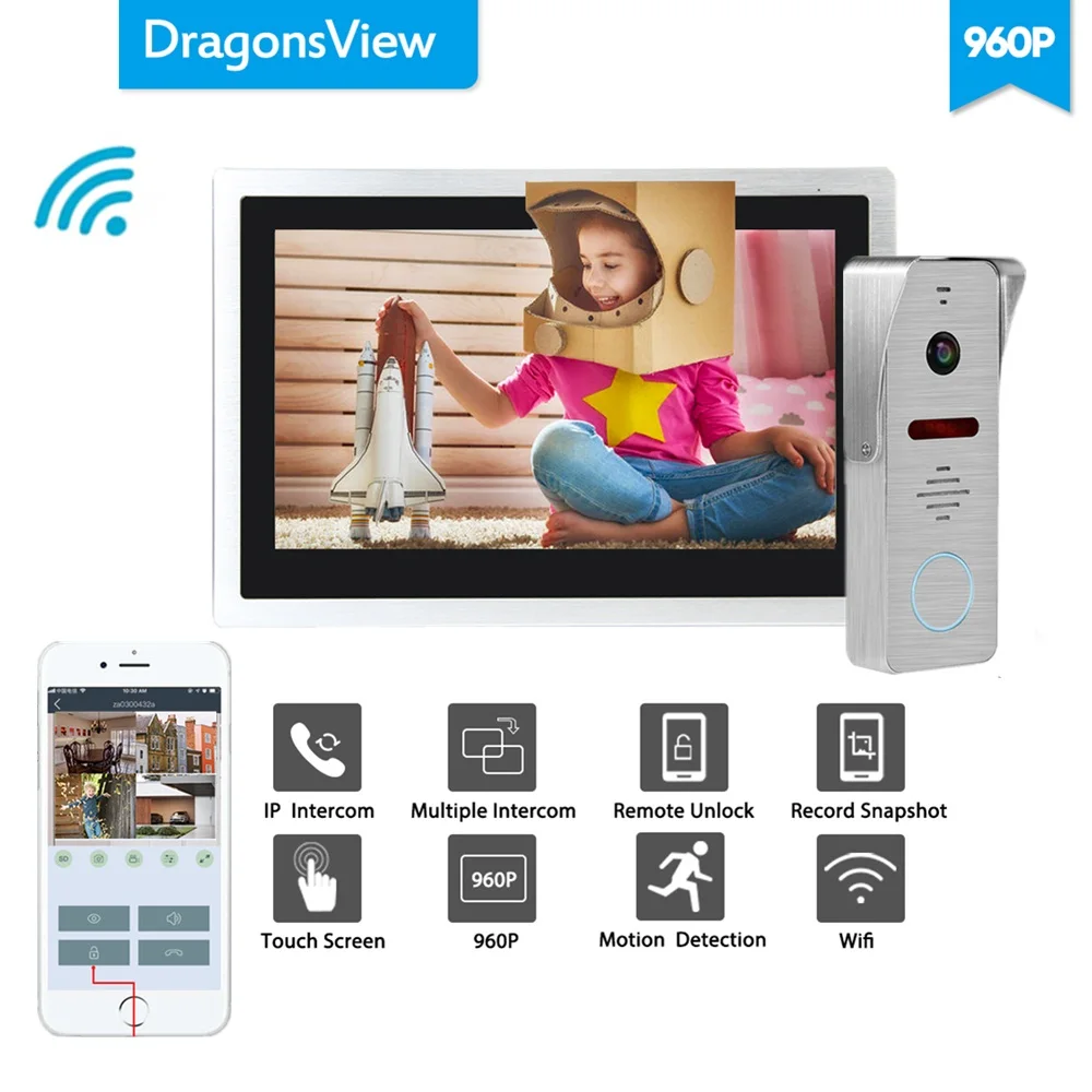 Dragonsview Wifi Doorbell Camera 960P Home Intercom Wifi Video Door Phone System Unlock Message Motion Record Waterproof - Цвет: Set 3 No Card