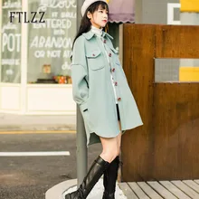 Новые женские хаки шерстяное пальто, верхняя одежда на осень-зиму однобортный Летняя обувь длинные шерстяные пальто для будущих мам в Корейском стиле свободные куртки