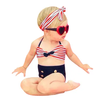

Summer Kids Swimsuit For Girls 3Pcs Infant Kids Baby Girls Swimwear Straps Swimsuit Bathing Bikini Set Outfits A1