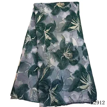 

African Lace Fabric 2020 High Quality Lace Green Embroidered brocade Lace Fabric For Nigerian Wedding Party Dress 5yards HX3048