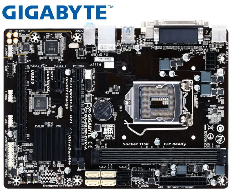 Десктопная Материнская плата Gigabyte LGA 1150 DDR3 GA-B85M-D3V-A USB2.0 USB3.0 16 ГБ б/у материнская для