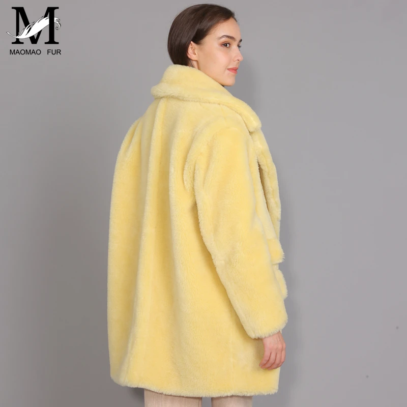 Пальто MAOMAOFUR женское из натуральной овечьей шерсти теплая Модная Верхняя одежда