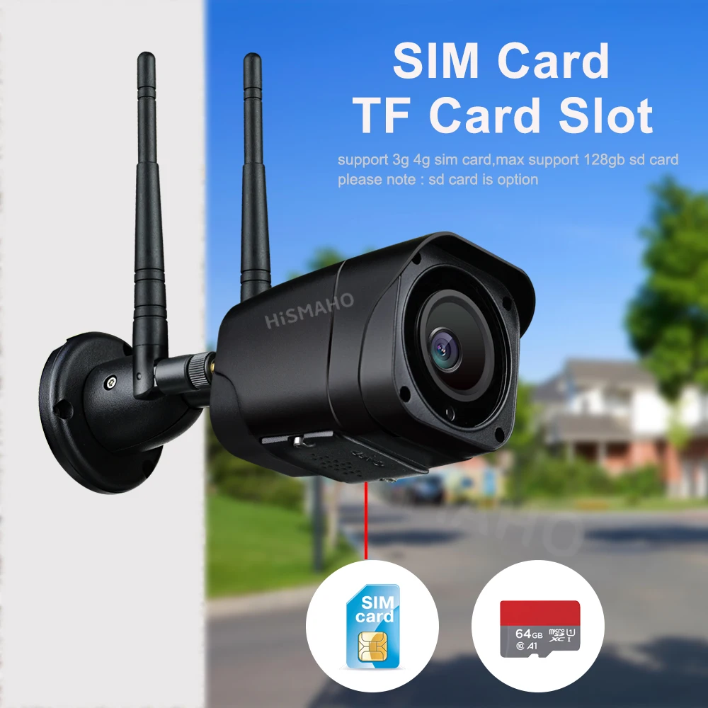 Камера видеонаблюдения 3G 4G 5MP HD Sim карта GSM 1080P наружная металлическая