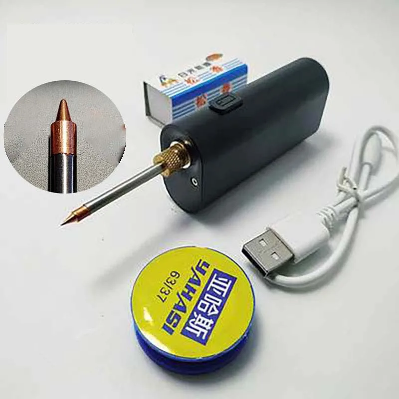 Round tip B 5 в 40 Вт Портативный USB паяльник беспроводной зарядки паяльник инструмент Android интерфейс зарядки - Цвет: Round tip B