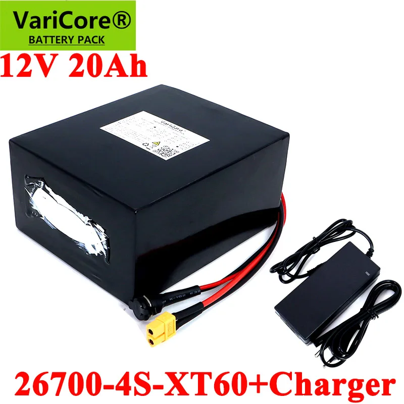 VariCore 12V 20Ah 4S5P 26700 Lifepo4 Battery Pack with 4s 20A Maximum 60A Balanced BMS for Electric Boat E-bike 12.8V Lawn mower |