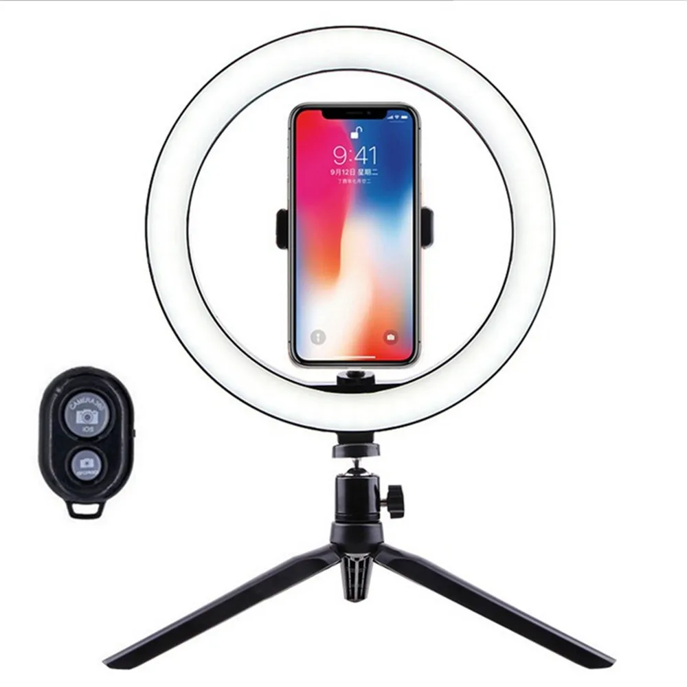 

16/26cm Ring Light + Remote Control + Desktop Tripod 3 in 1 set Selfie Set for Youtube Live Stream Makeup Live Mobile Holder