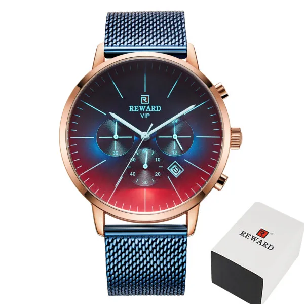 Новинка, модные часы для мужчин, Топ бренд, роскошные спортивные мужские часы с хронографом, цветные часы с ярким стеклом, водонепроницаемые мужские наручные часы - Цвет: blue add box