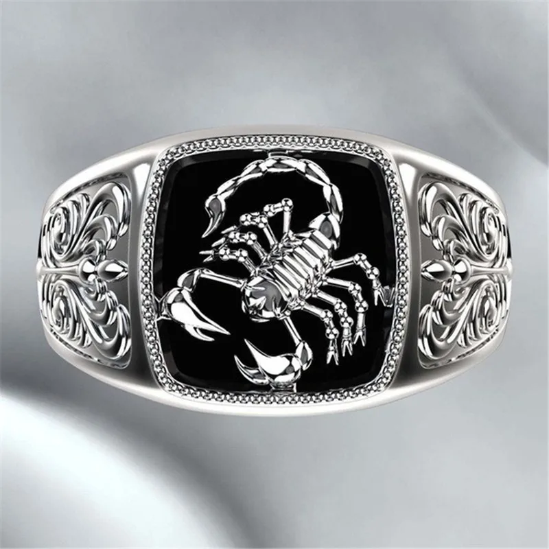 Modyle Top-quality Gothic Style Punk Scorpion Male Retro Ring Scorpion Pattern Rings For Men Jewelry