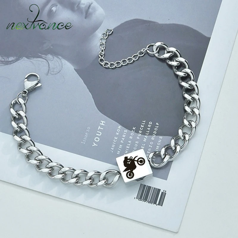 

Nextvance Customized Engraving Photo Bracelet Bangle Stainless Steel Chain Id Tag Bracelets For Women Boyfriend Jewelry Gift