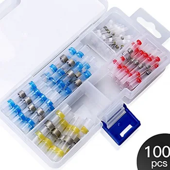 

100PCS Combination SST Boxed Waterproof Tin Solder Ring Heat Shrink in Connection Pipe Tin Solder Terminal Set