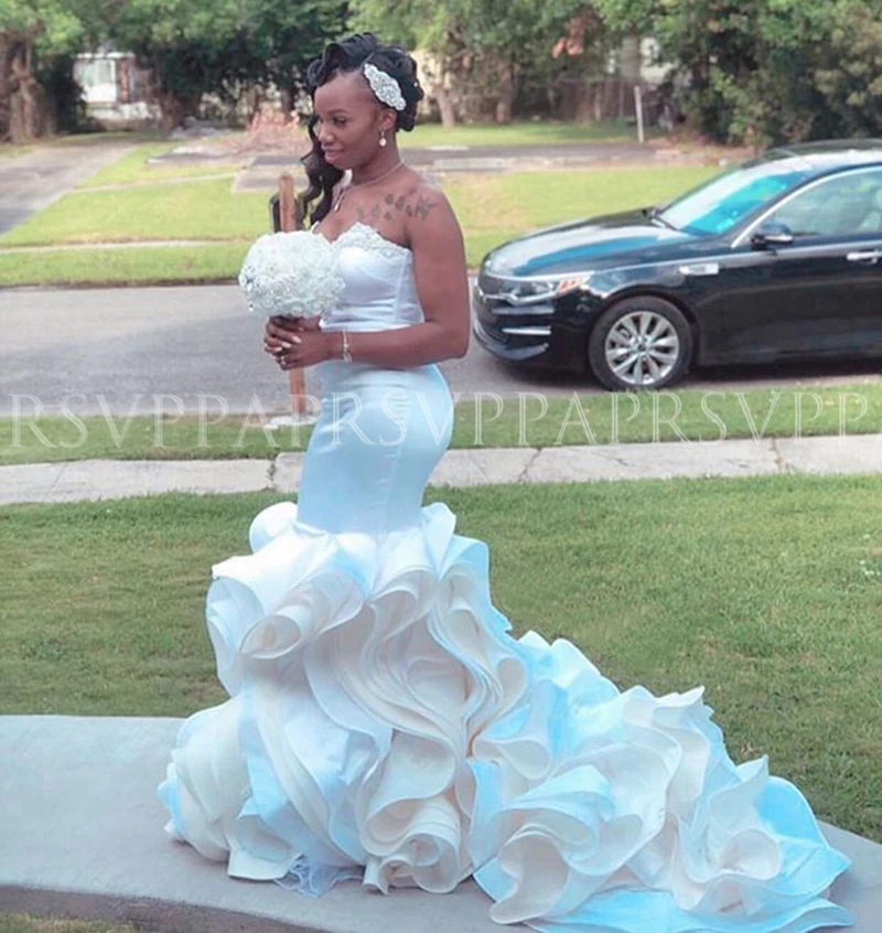 Большие размеры роскошные сексуальные русалка невесты облегающие Свадебные платья атласные африканские женские белые свадебные платья