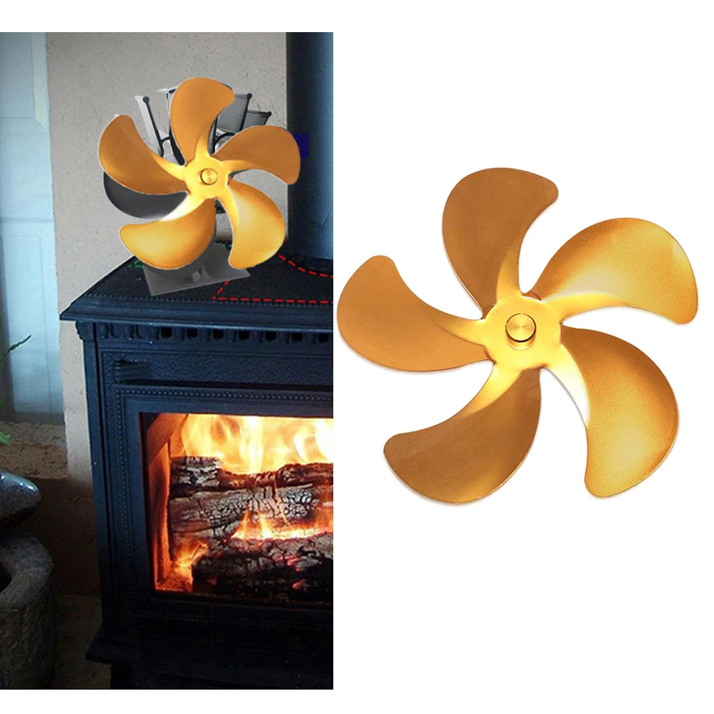 Fireplace Fan Replacement 5 Blades Aluminum Alloy Low Noise Blade