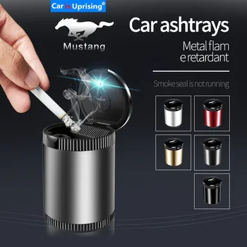 

For ford mustang gt Led Lights Car Ashtray With Cover Creative Personality Cover Multi function Car Interior car Accessories