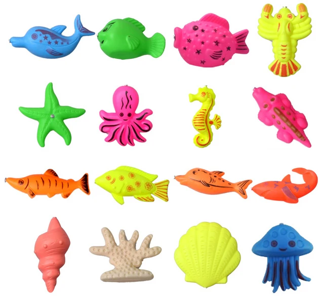13pcs/set Children Boy girl fishing toy set suit magnetic play water baby toys fish square hot gift for kids 4