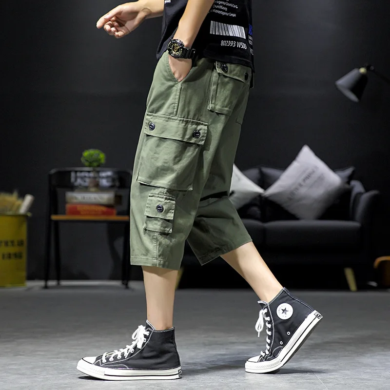 

2019 Summer New Style Japanese-style Interior Large Size Workwear Stereo Bag Capri Pants M-5x Hk175