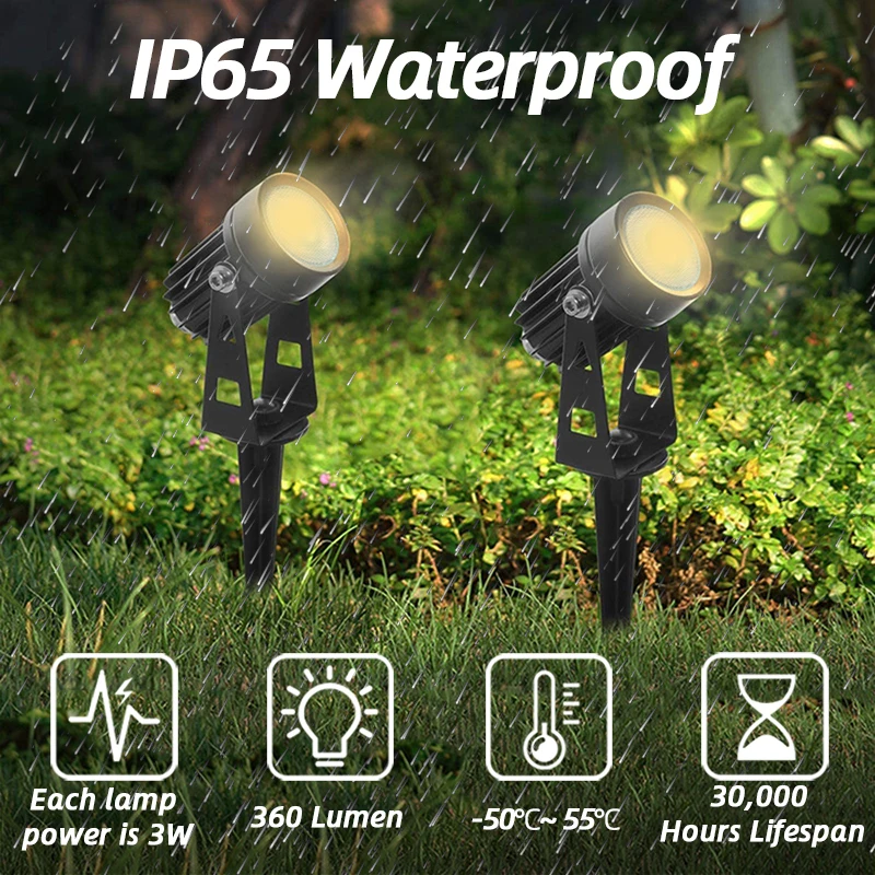 Led Garden Lights Outdoor Lawn Lamp Safety Low Voltage Street Lights IP65 Waterproof 2/4/6/10 in 1 Landscape Lighting Warm White 4