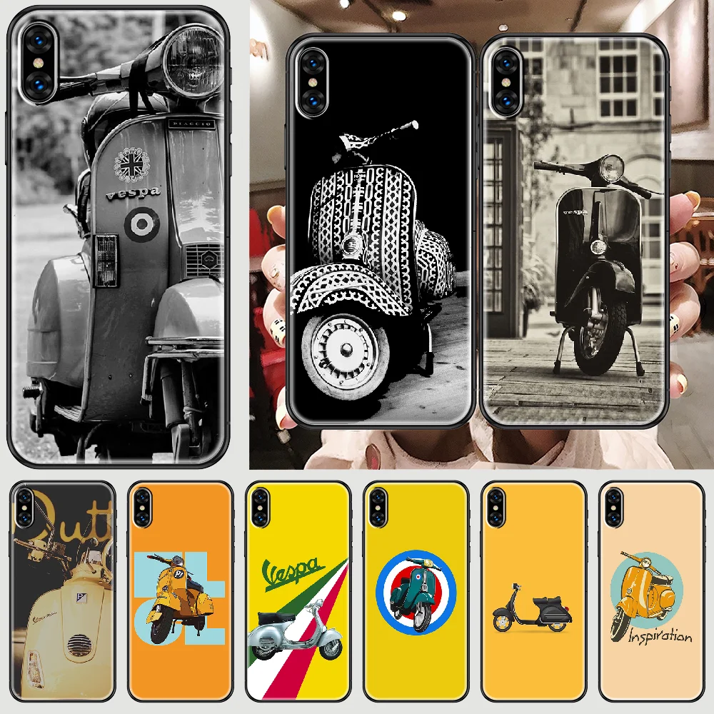Чехол для телефона Vespa Scooter iphone 5 5s se 2 6 6s 7 8 12 mini plus X XS XR 11 PRO MAX черный художественный