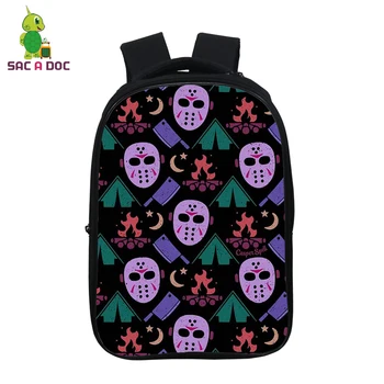 

14.5 Inch Backpack Students School Bags Bookbag Teenager Women Men Schoolbag Travel Bags Sac A Dos Horror Movies Print Backpack