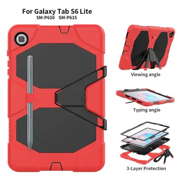 

Case For Samsung Tab S6 Lite 10.4 2020 SM-P610/P615 P610 Shockproof Hard case Military Heavy Duty Silicone Rugged Stand Cover