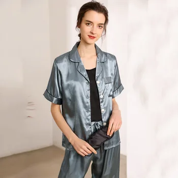 

3PCS Sleep Set Women Casual Nightwear Satin Pajamas Suit Sleepwear Silky Shirt&Pants Intimate Lingerie Pink Pyjamas Homewear