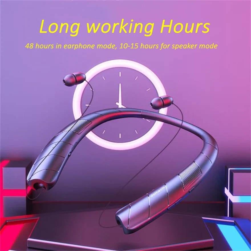 Neckand Earphones Bluetooth Speaker Smart Column Surround Stereo Wireless Music Box Soundbar Portable Waterproof Long Working