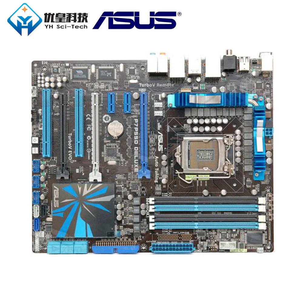 Оригинальная б/у настольная Материнская плата Intel P55 Asus P7P55D Deluxe Socket LGA 1155 Core i7/Core i5 DDR3 16G ATX