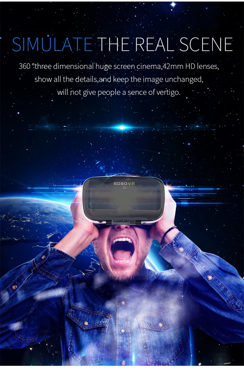 BOBOVR Z4 кожаный 3D картонный шлем виртуальной реальности VR очки гарнитура стерео BOBO VR для 4-6 'мобильного телефона