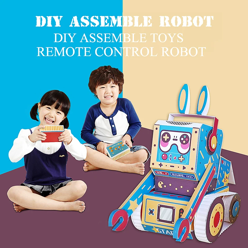 Diy пульт дистанционного управления электрический робот сборные игрушки Детская бумага собранная игрушка строительный блок не Собранный подарок для детей