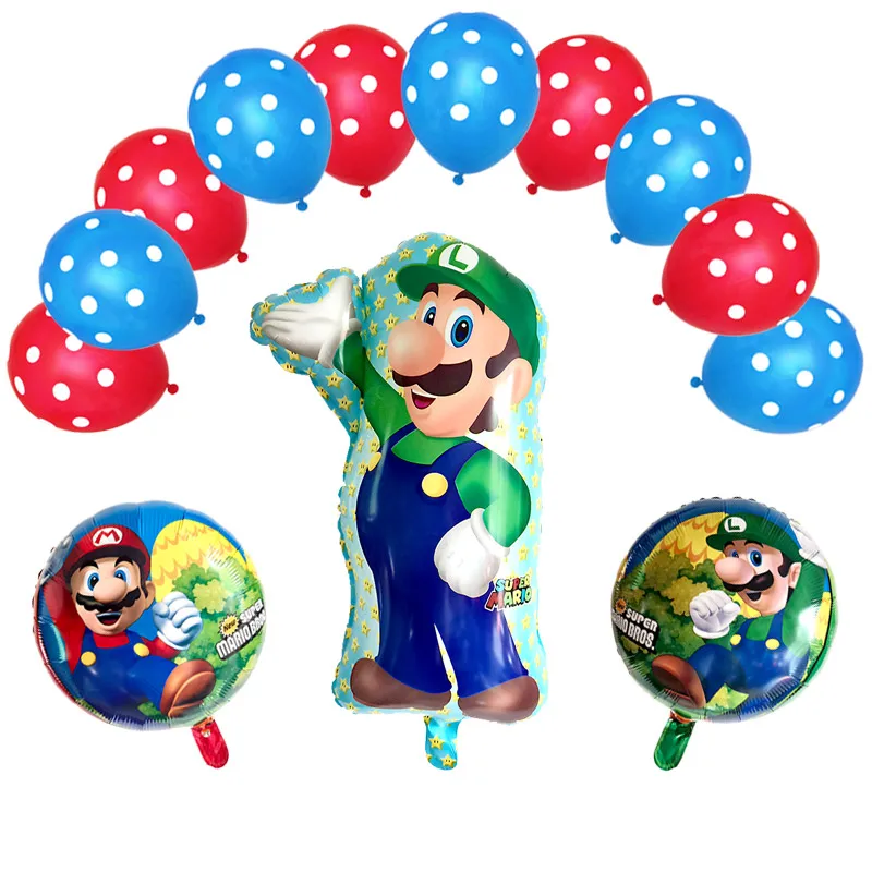13 шт./партия 60*45 см воздушные шары Супер Марио 18 дюймов синие красные звезды круглые воздушные шары День рождения Марио Bros воздушный шар из майлара украшения