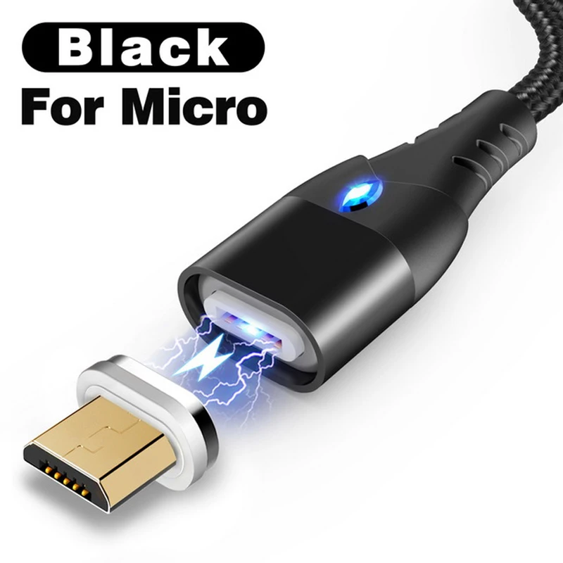 Micro Black Магнитный кабель Venroii 3A Micro usb type C для быстрой зарядки type-C магнитное зарядное устройство USB C для samsung huawei P20 Xiaomi Oneplus - Цвет: Micro Black