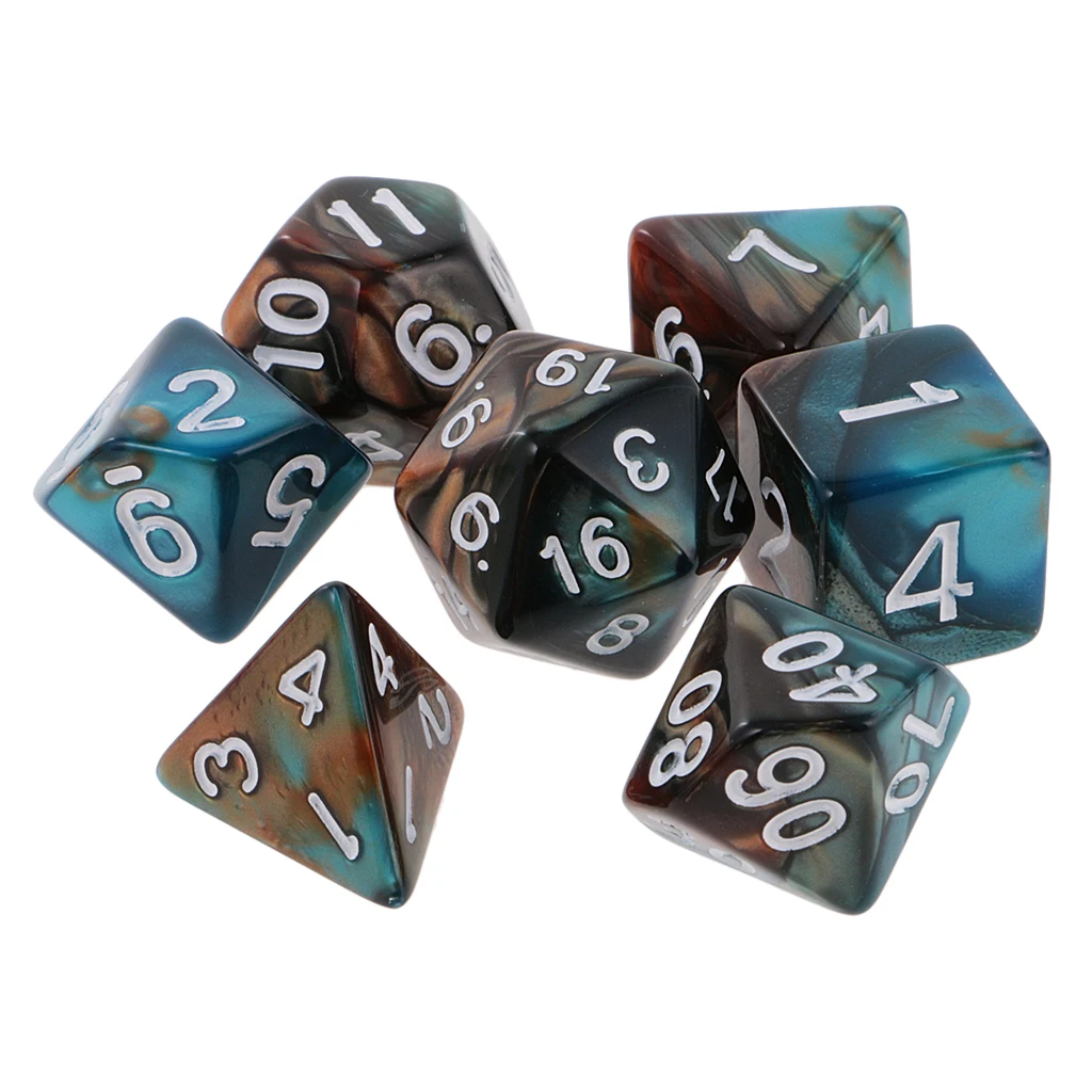 7 pieces Two Colors Polyhedral Dice 16mm for DND Table Board Games D20 D12 D10 D8 D6 D4 Dice Set Party Game Toys