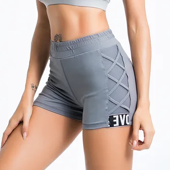 

Sports Shorts Leisure Fitness Mesh Stitching Letter Elastic Band Comfortable High Elastic Anti-light-out Design Leggings