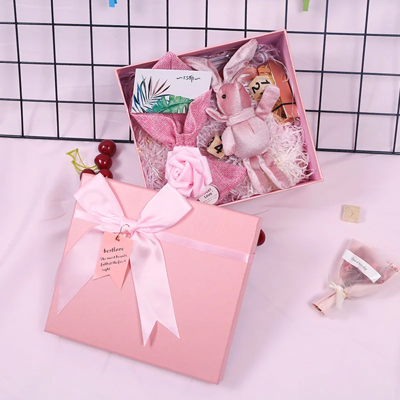 pink wallet scarf gloves High grade gift box Bow candy paper packaging