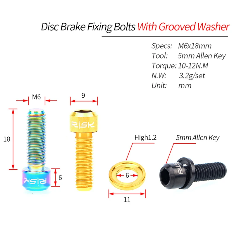 M6x18mm Titanium Alloy MTB Bicycle Disc Brake Fixed Bolts 4PCS for SLX XT Mountain Bike Brake Caliper Clamp mountain bicycle disc brake bicycle disc brake mountain bike disc brake