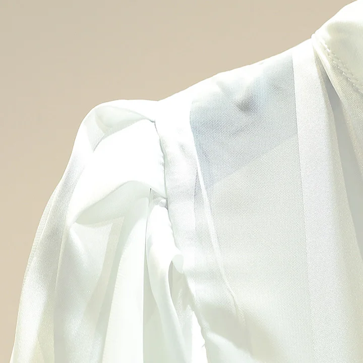 Осень, Blusas для женщин, корейский галстук-ап, однотонные рубашки для девочек, женская рубашка с рукавом-фонариком и воротником-бабочкой, блузка, женские топы