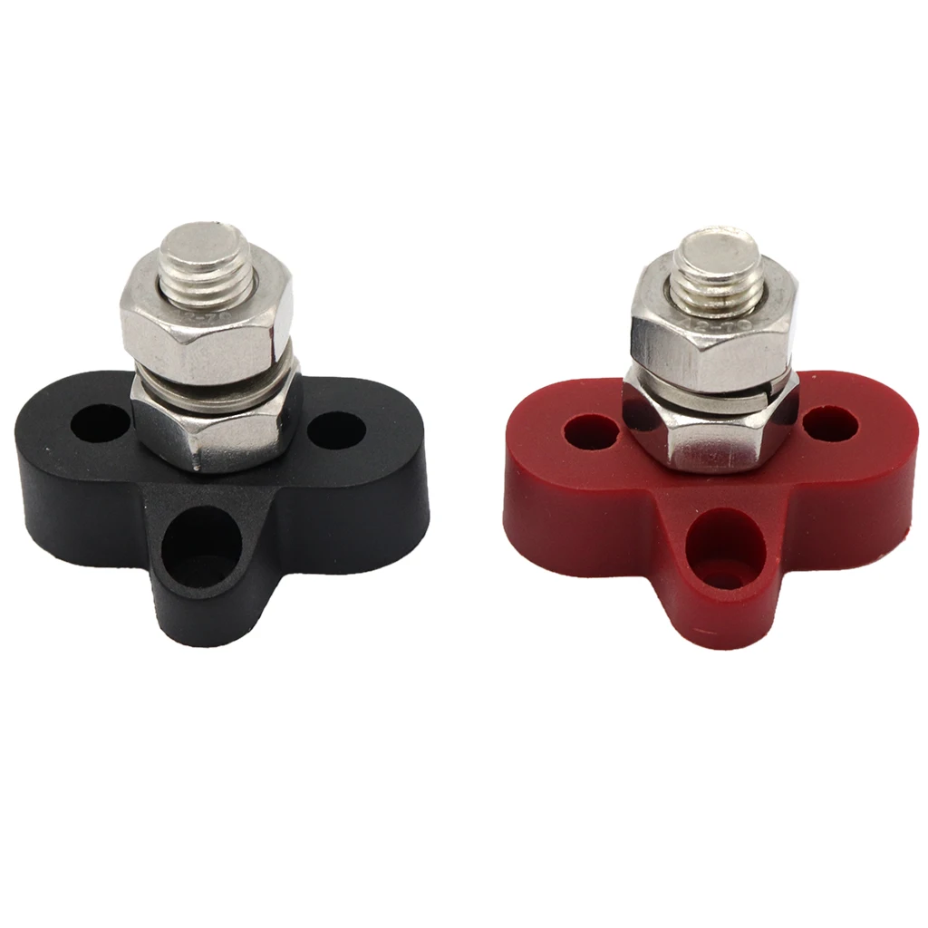 2pcs 3/8inch Marine Stainless Steel Insulated Terminal Block with Single Stud