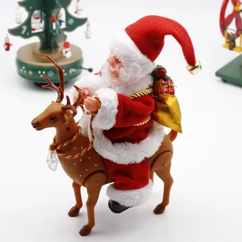 

Christmas Electric Riding Elk Santa Claus Music Hanging Decoration Home Tree Ornaments Funny New Year Party Xmas Gifts for Kids