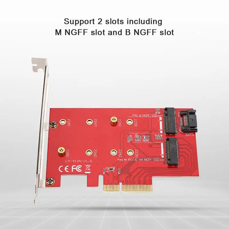 Pci-E X4 к M.2 Ngff M/B Ключ Ssd Sata адаптер конвертер карты для настольного ПК