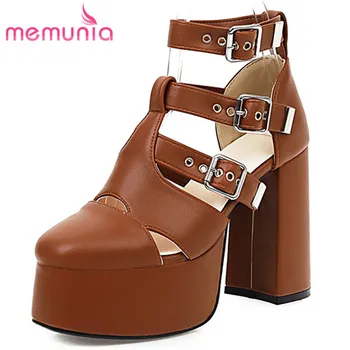 

MEMUNIA 2020 hot sale thick high heel platform sandals women casual party shoes pu buckle cool punk gladiator sandals ladies