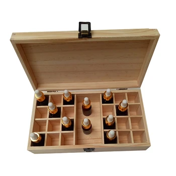 

25 Grids Wooden Storage Organizer for essential Oil Carrying Case Aromatherapy 53CB