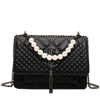 

Small Square Bags Summer Pearl Chain Shoulder Messenger Bags 2020 New Fashion Niche Designer Women Purse and Handbags Louis Bags