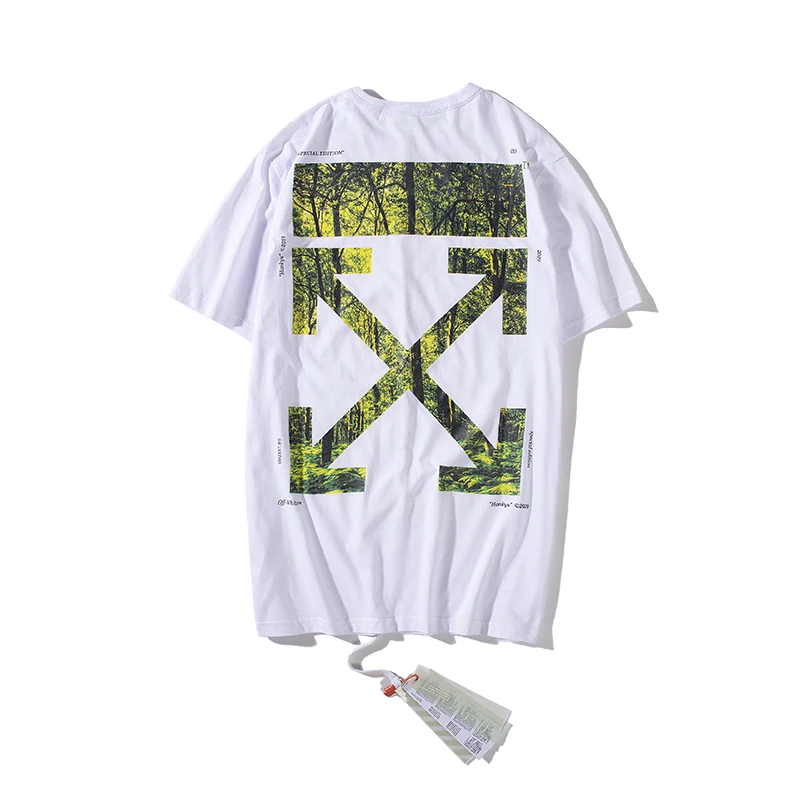 White Japan limited edition тропический лес 19ss Off-White Мужская/Женская Модная хлопковая Повседневная футболка с коротким рукавом и круглым вырезом - Цвет: White